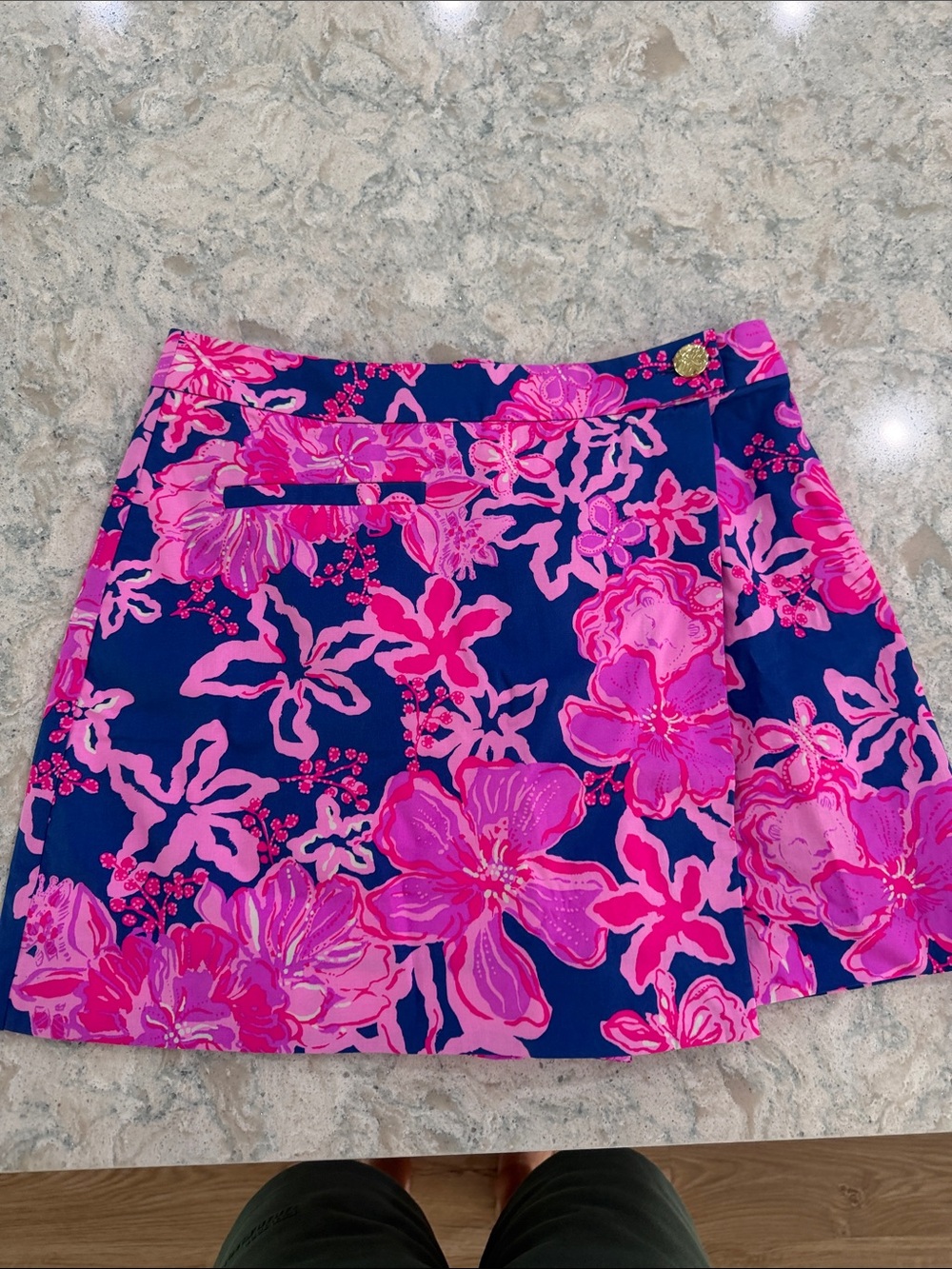 Lilly Pulitzer Navy Mini Skirt with Hot Pink Floral Print